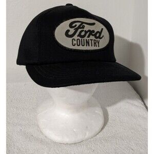 Vintage Ford Country Logo YA Black Snapback OSFA Hat Cap w/ Padded Foam